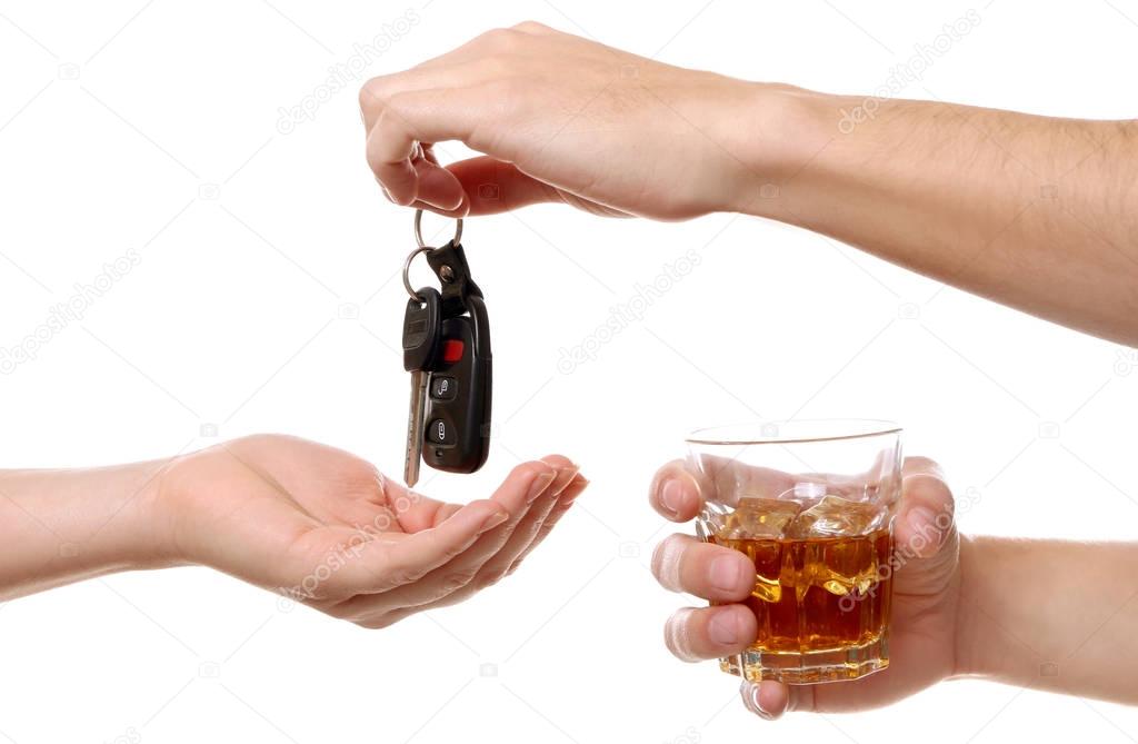 drunk man giving car key 