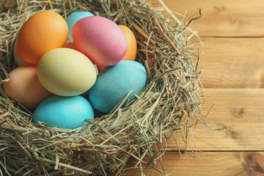 Yuva ile renkli Paskalya yumurtaları