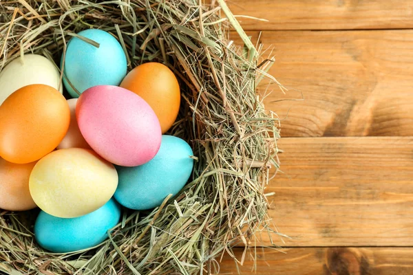 Nest with colorful Easter eggs — Stock Photo, Image