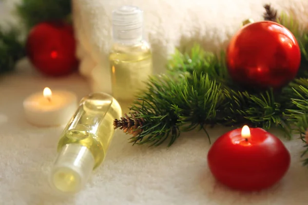 Ljus och jul dekorationer — Stockfoto