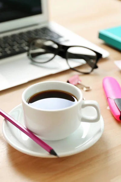 Cup of coffee on office — Stock Photo, Image