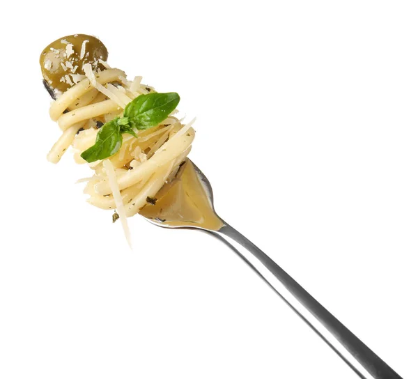 Fork with tasty pasta — Stock Photo, Image