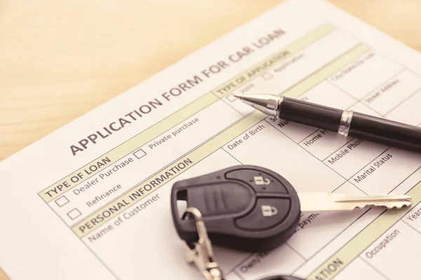 Formulário de pedido de empréstimo automóvel — Fotografia de Stock