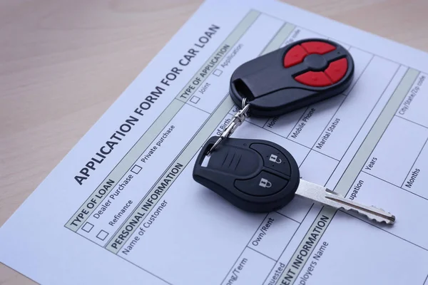 Formularz wniosku o kredyt samochodowy — Zdjęcie stockowe