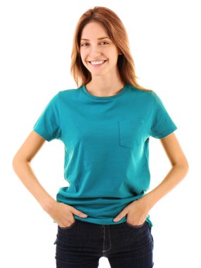 Genç kadın boş t-shirt