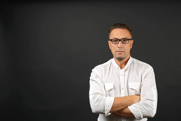 Handsome man on black background — Stock Photo, Image