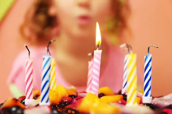 Vista Cerca Pastel Cumpleaños — Foto de Stock