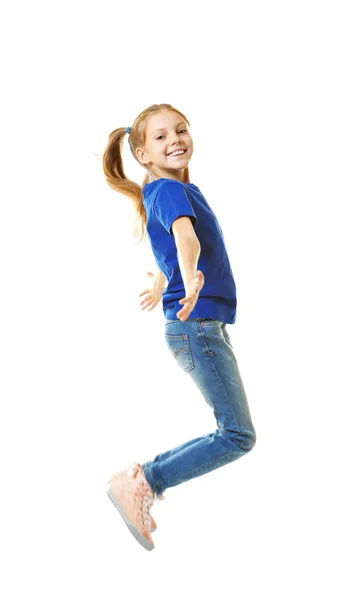 Grappig meisje springen — Stockfoto