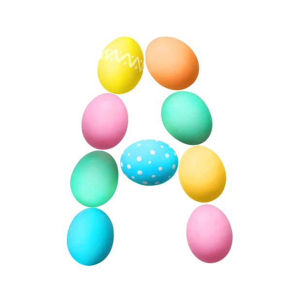 Carta A feita de ovos de Páscoa — Fotografia de Stock