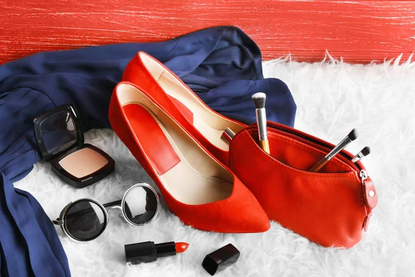 Trucco borsa con cosmetici — Foto Stock