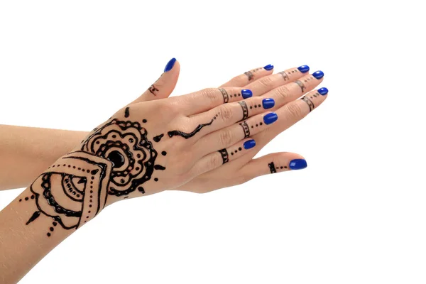 Hands with henna tattoo — Stock Photo, Image