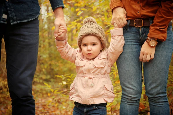 Szczęśliwa Rodzina Młodych Piękny Jesienny Park Zbliżenie — Zdjęcie stockowe