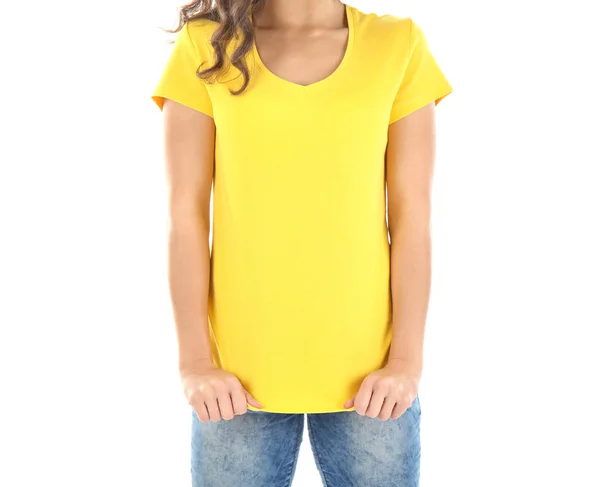 Fiatal nő üres póló — Stock Fotó