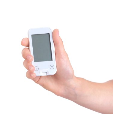 Kan şekerini tutan kadın