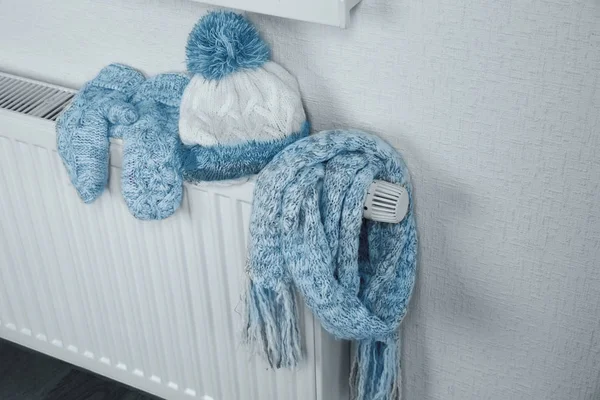 Heating radiator with warm clothes indoor