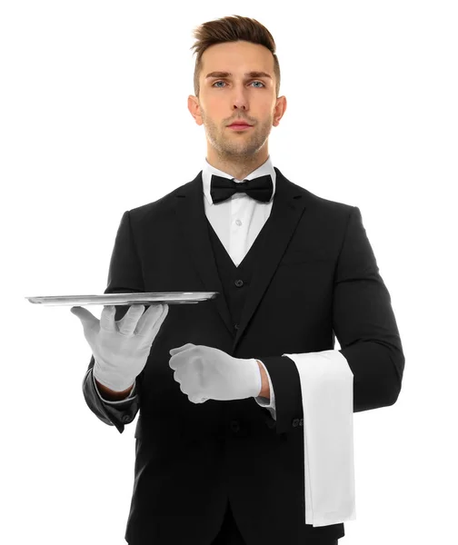 Όμορφος νεαρός σερβιτόρος — Φωτογραφία Αρχείου