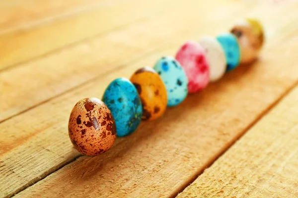 Easter eggs on wooden table — Stock Photo, Image