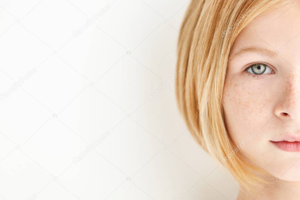 teenager girl with freckles