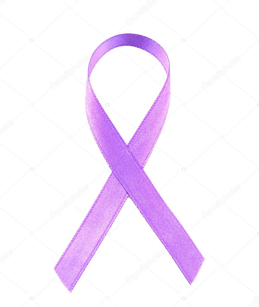 Violet ribbon isolated on white. 