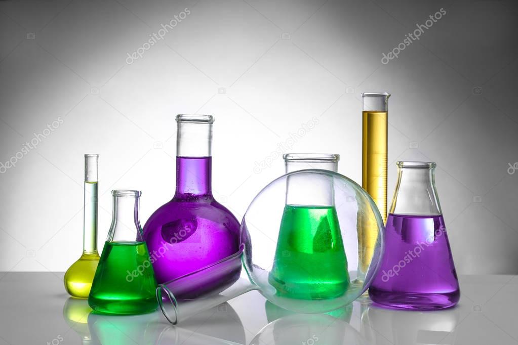 Chemical flasks and test tube 