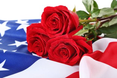Roses and American flag