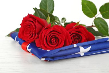 Amerikan bayrağı kırmızı gül