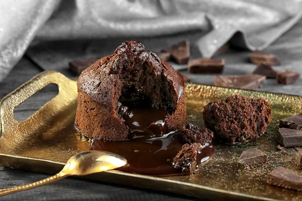 Вкусный шоколадный фонданчик — стоковое фото