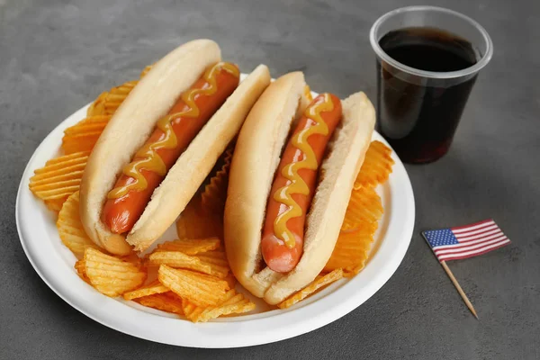 Hot dogs with mustard — Stock Photo, Image