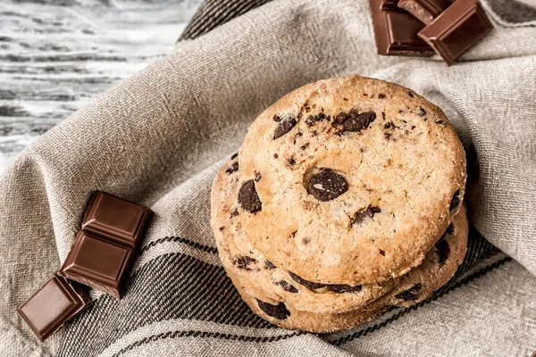 Chocolate cookies on napkin — Stock Photo, Image