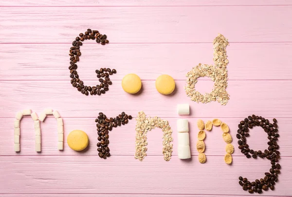 Phrase made of breakfast products — Stock Photo, Image