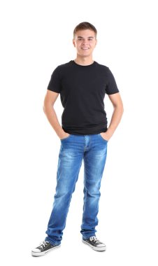  Genç adam boş t-shirt 