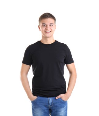  Genç adam boş t-shirt 