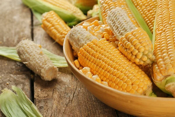 Corncobs and seeds in plate — Stock Photo, Image