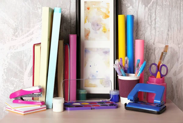 Colorful stationery on table — Stock Photo, Image