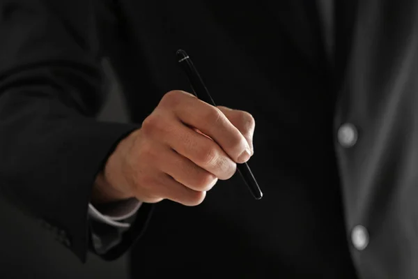 Male Hand Holding Pen Closeup — Stock Photo, Image