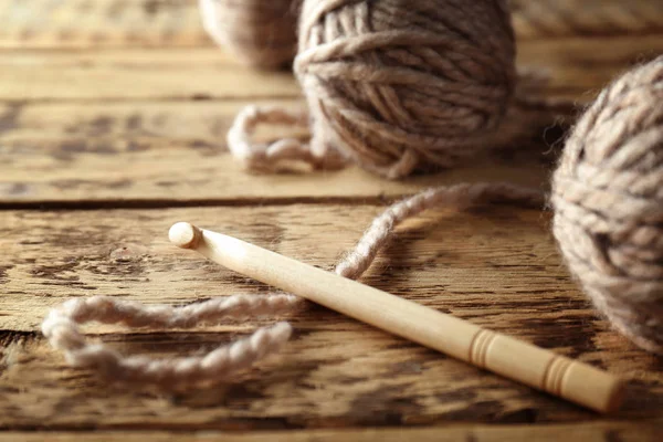 Grey knitting yarn — Stock Photo, Image