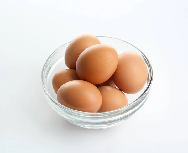 Bowl of eggs isolated — Stock Photo, Image