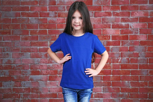 Little girl in blank t-shirt — Stock Photo, Image