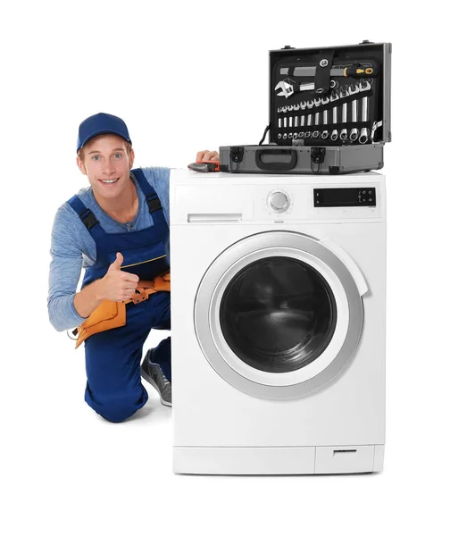 Loodgieter reparatie wasmachine — Stockfoto