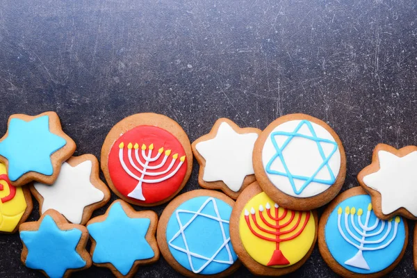 Smakelijke geglazuurde cookies voor Chanoeka — Stockfoto