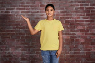 African American boy in blank t-shirt clipart