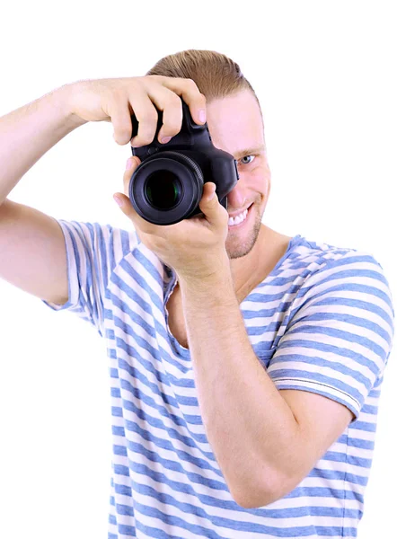 Snygg fotograf med kamera — Stockfoto