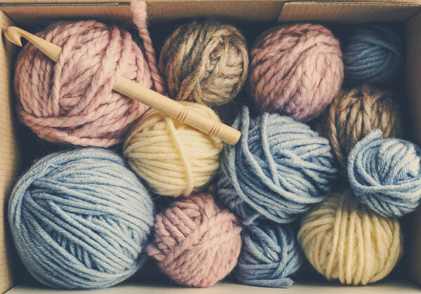 Balls of knitting yarn