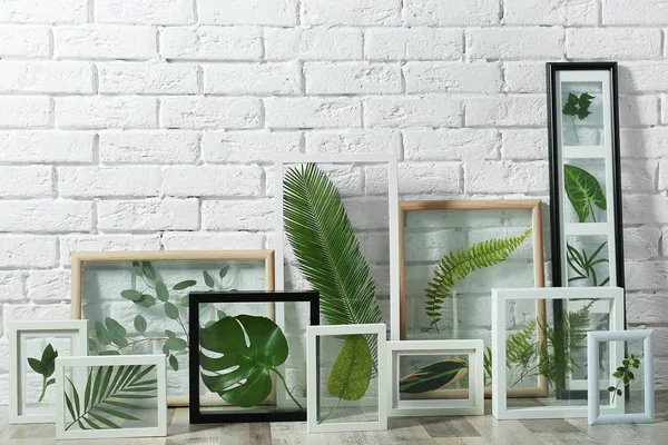 Frames with green leaves — Stock Photo, Image