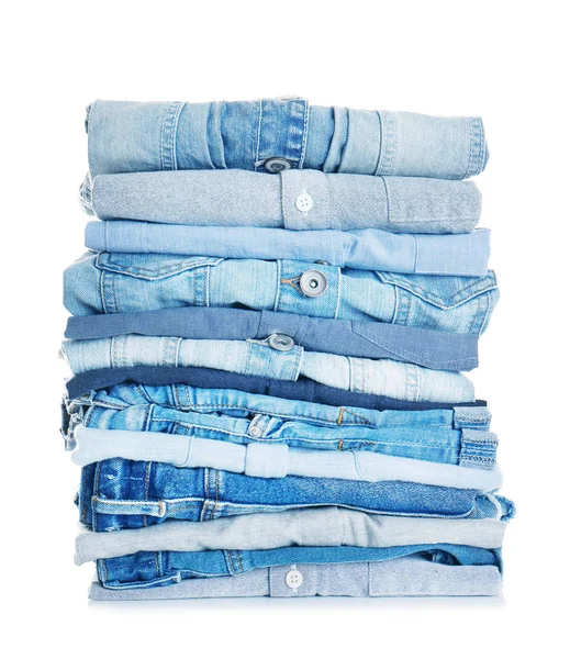 Stack of blue clothes — Stock Photo, Image