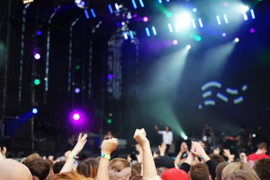 Kalabalık fanlar açık hava müzik konserinde