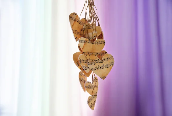 Paper hearts with music notes — Stock Photo, Image