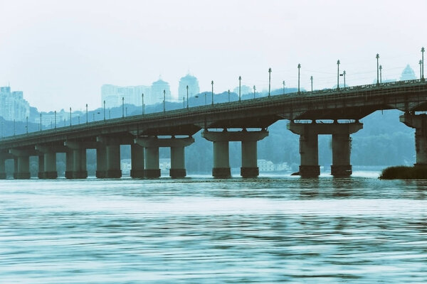 Paton bridge over river in Kyiv