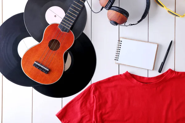 Musical equipment and clothes — Stock Photo, Image