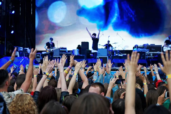 Menigte genieten van muziek tijdens concert — Stockfoto